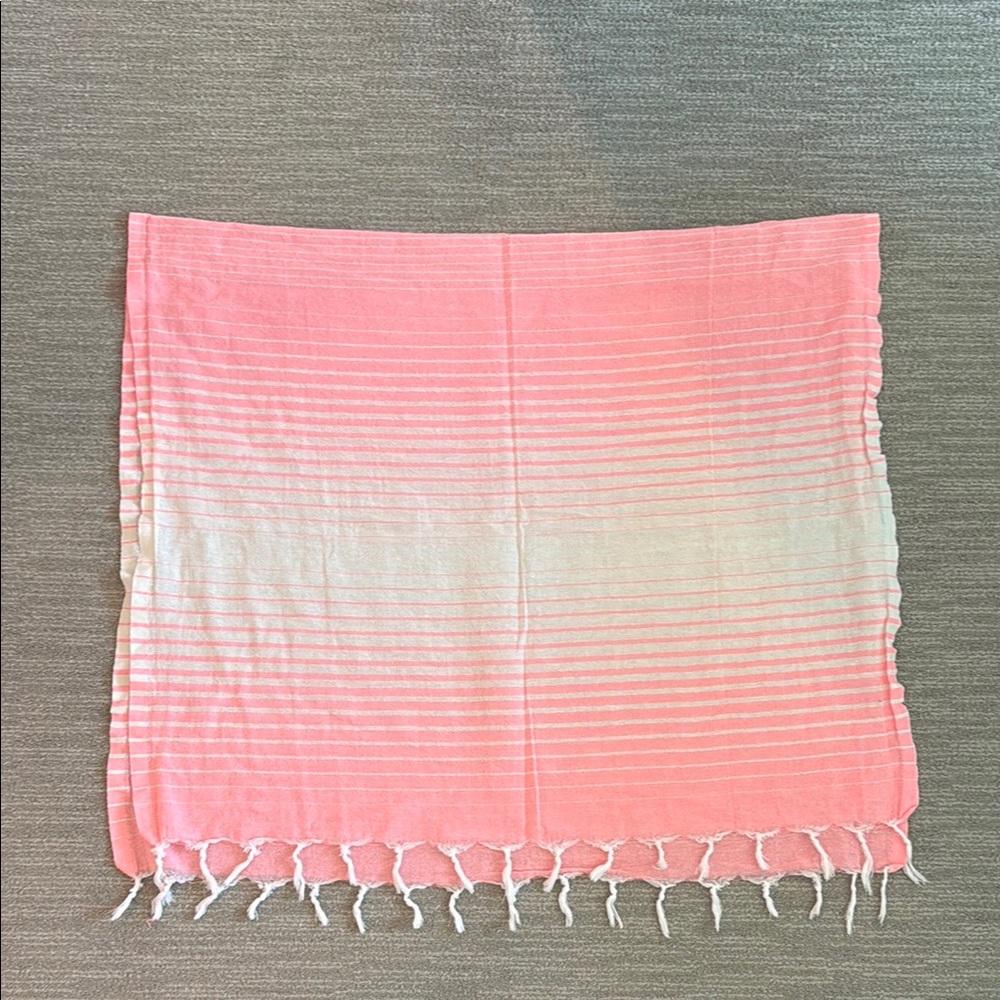Pink and White Beach Towel / Sarong / Coverup
